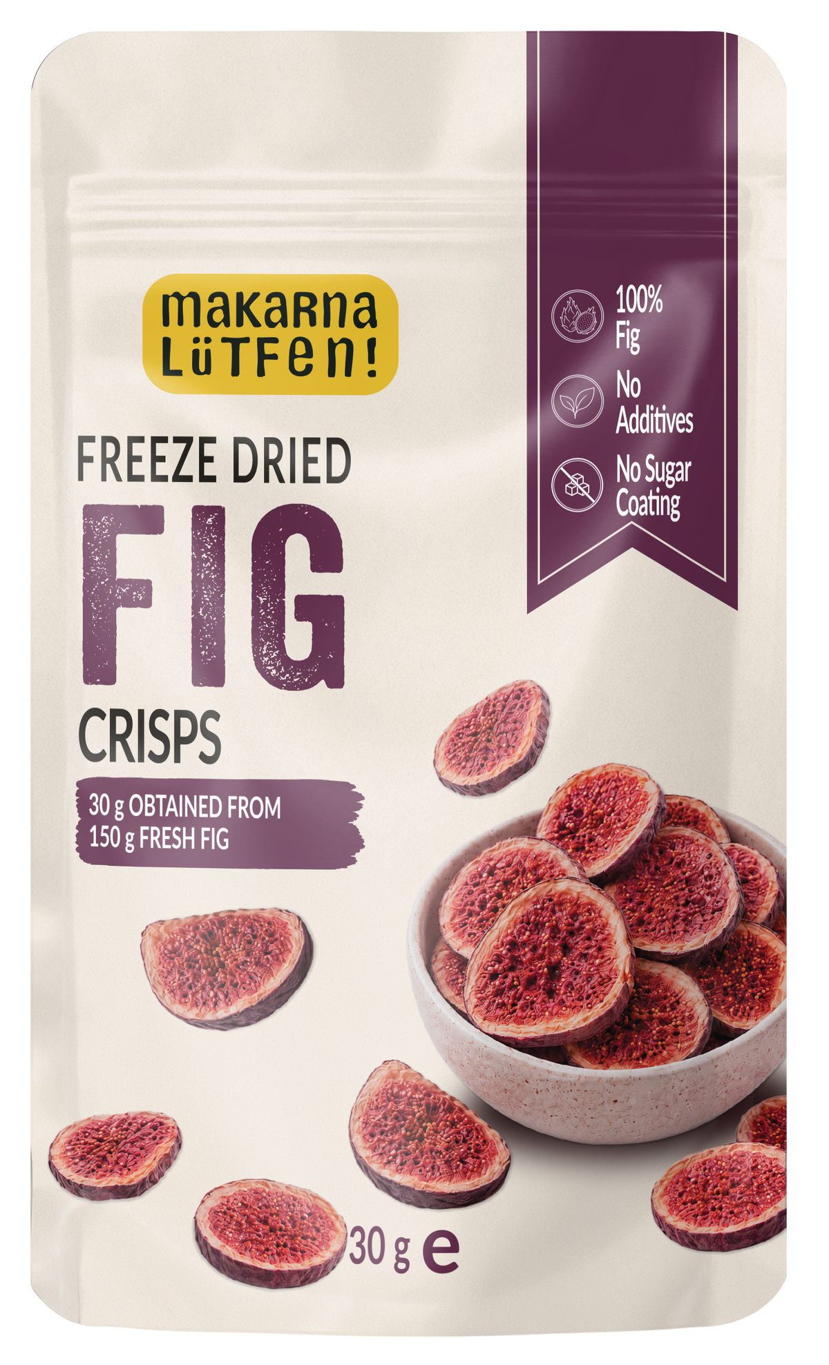 Freeze-Dried Fig Crisps - 30 g | 100% Turkish fig, crisp with a honeyed flavour | For cereal, baking, drinks and cheese boards | 30 g from 150 g fresh figs