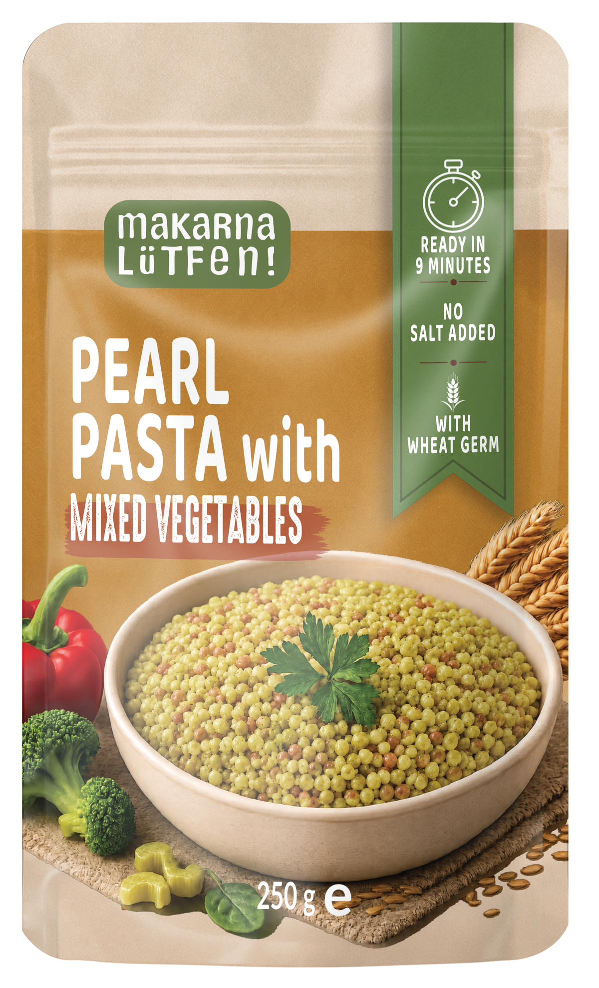 Vegetable Pearl Pasta - 250 g | Giant couscous coloured by spinach, beetroot and carrot | Ready in 7-9 minutes for sides, salads and pilaf | No salt or sugar added